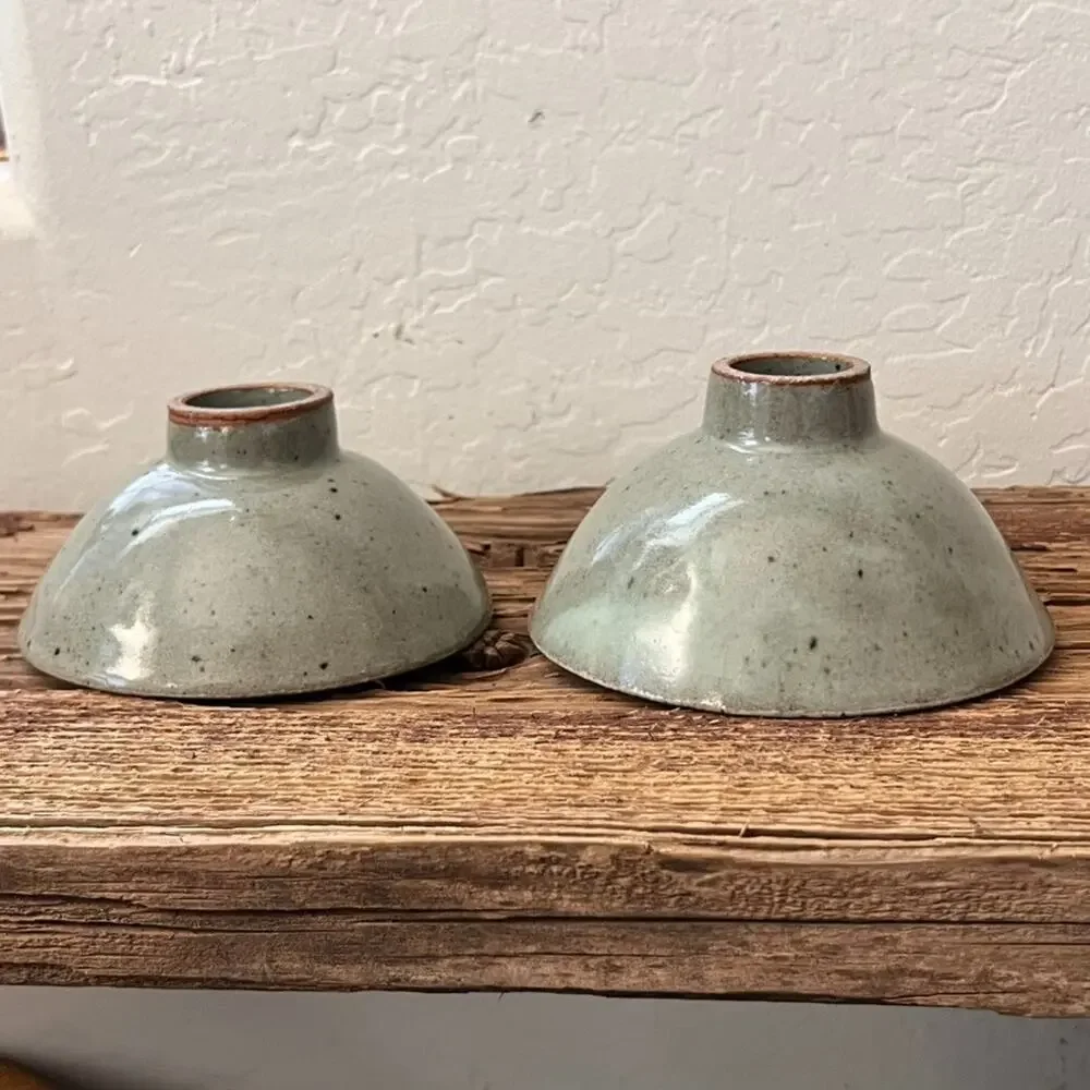 Art Studio Pottery 2 Hand Thrown Bowls Speckled Glaze Finish Natural